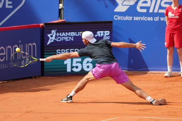 Tennis Men ATP, Tennis Men Tour 500 European Open Hamburg, Hamburg Open ATP 500 2024 , 15 07 2024, Maximilian Marterer GER plays a backhand, has to stretch out Copyright: FernandoxSoares