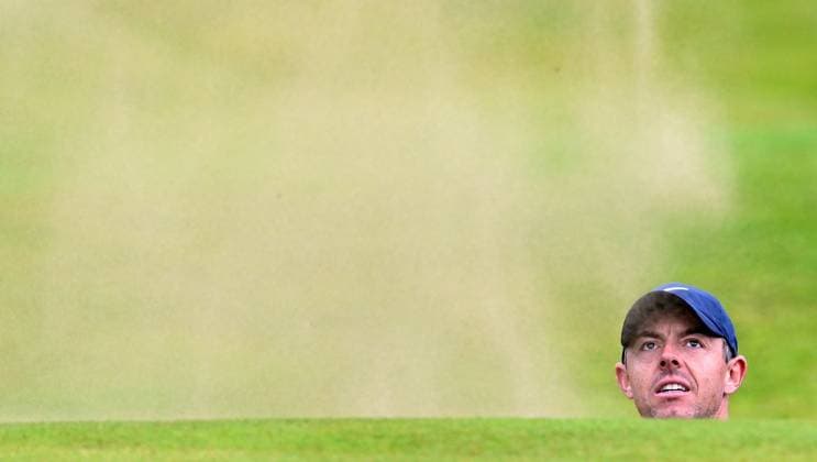 Sport Bilder des Tages Rory McIlroy on the 4th hole from the green side bunker The British Open Championship, Practice, Golf, Royal Troon, Troon, UK - 16 July 2024  Copyright: xGreigxCowie Shutterstockx 14587991i
