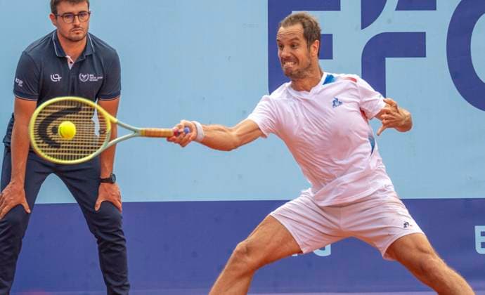 July 16, 2024, Gstaad, Bern, Switzerland: Gstaad Switzerland, 07 16 2024: Richard Gasquet of France during 16th finals of EFG Swiss Open Gstaad ATP, Tennis Herren 250, EFG Swiss Open Gstaad-ATP 250 at Roy Emerson Arena. Gstaad Switzerland - ZUMAd206 20240716_zip_d206_005 Copyright: xEricxDubostx