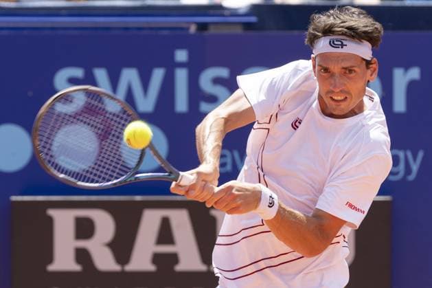 Gstaad Switzerland, 07 16 2024: Marc-Andrea Huesler (SUI) in action during EFG Swiss Open. during EFG Gstaad Swiss Open ATP, Tennis Herren 250, International Tennis match in Gstaad, Switzerland, July 16 2024  Copyright: xPatrickxDancel IPAxSportx xipa-ax xx IPA_48036194 IPA_Agency_IPA48036194