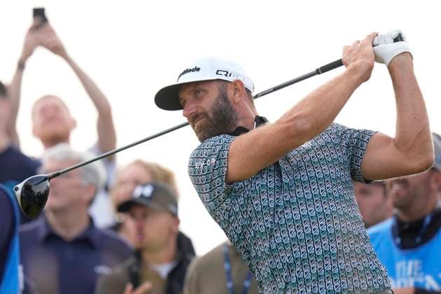 15th July 2024; Royal Troon Golf Club, Troon, South Ayrshire, Scotland; The Open Championship Practice Day; Dustin Johnson plays from the tee  ActionPlus12668627 StevenxFlynn