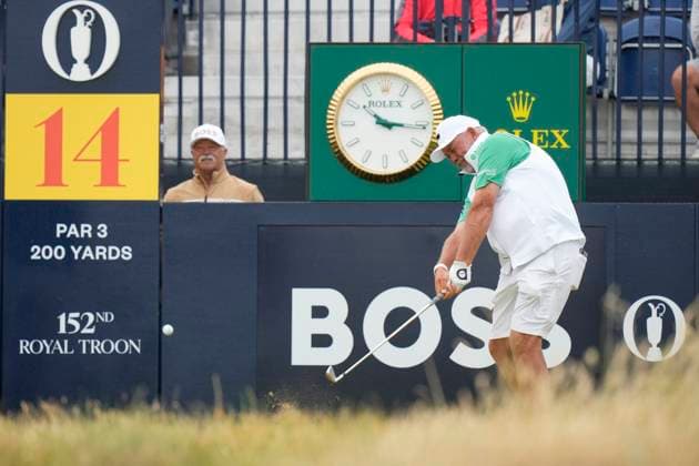 16th July 2024; Royal Troon Golf Club, Troon, South Ayrshire, Scotland; The Open Championship Practice Day 2; Darren Clarke plays from the fourteenth tee  ActionPlus12668634 StevenxFlynn