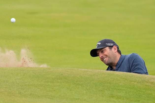 16th July 2024; Royal Troon Golf Club, Troon, South Ayrshire, Scotland; The Open Championship Practice Day 2; Francesco Molinari plays from a bunker on the 2nd green  ActionPlus12668731 StevenxFlynn