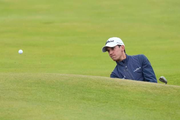 16th July 2024; Royal Troon Golf Club, Troon, South Ayrshire, Scotland; The Open Championship Practice Day 2; Matteo Manassero plays from a green side bunker  ActionPlus12668732 StevenxFlynn