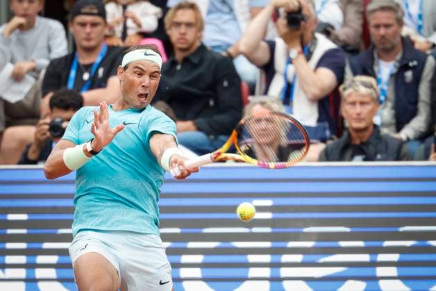 BASTAD, SWEDEN 20240716 Rafael Nadal, Spain, meets Leo Borg, Sweden, during the first round of the mens singles at the Nordea Open in Bastad on Tuesday BASTAD SWEDEN x9200x  Copyright: xAdamxIhse TTx NORDEA OPEN BASTAD