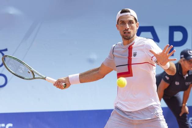 Gstaad Switzerland, 07 16 2024: Pedro Cachin (ARG) in action during EFG Swiss Open. during EFG Gstaad Swiss Open ATP, Tennis Herren 250, International Tennis match in Gstaad, Switzerland, July 16 2024  Copyright: xPatrickxDancel IPAxSportx xipa-ax xx IPA_48039161 IPA_Agency_IPA48039161