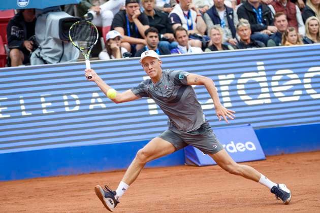 BASTAD, SWEDEN 20240716 Leo Borg of Sweden in action during his men s singles match against Rafael Nadal of Spain, during the Nordea Open Tennis tournament in Bastad, Sweden, July 16, 2024 BASTAD SWEDEN x9200x  Copyright: xAdamxIhse TTx SWEDEN TENNIS BASTAD OPEN