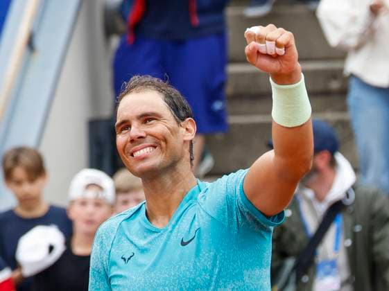 BASTAD, SWEDEN 20240716 Rafael Nadal of Spain celebrates after beating Leo Borg of Sweden in the first round of the mens singles at the Nordea Open in Bastad, Sweden, on Tuesday BASTAD, SWEDEN x9200x  Copyright: xAdamxIhse TTx NORDEA OPEN BASTAD