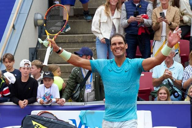 Sport Bilder des Tages Rafael Nadal of Spain celebrates his first round win over Leo Borg of Sweden at Nordea Open at Bastad Tennis Stadium on July 16, 2024 in Bastad, Sweden (Photo by Camilla Stolen Imago) Bastad Sweden Copyright: xCamillaxStolenx L2280568