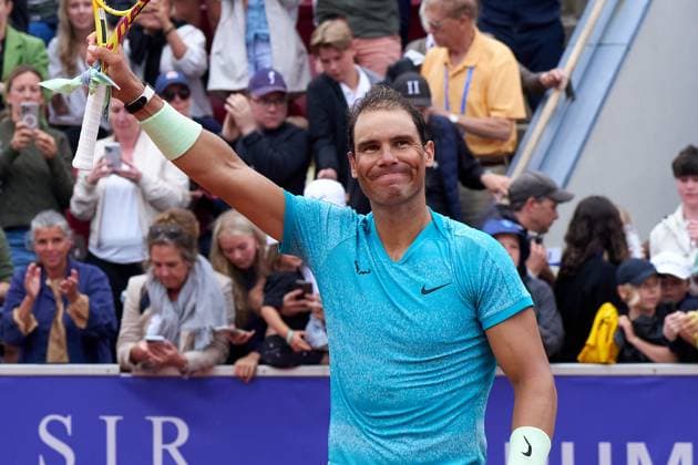 Rafael Nadal of Spain celebrates his first round win over Leo Borg of Sweden at Nordea Open at Bastad Tennis Stadium on July 16, 2024 in Bastad, Sweden (Photo by Camilla Stolen Imago) Bastad Sweden Copyright: xCamillaxStolenx L2280575