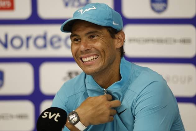 BASTAD, SWEDEN 20240716 Rafael Nadal, Spain, at a press conference after defeating Leo Borg, Sweden, in the first round of the mens singles at the Nordea Open in Bastad on Tuesday BASTAD SWEDEN x9200x  Copyright: xAdamxIhse TTx NORDEA OPEN BASTAD