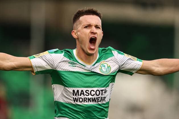 UEFA Champions League First Qualifying Round Second Leg, Tallaght Stadium, Dublin 16 7 2024 Shamrock Rovers vs Vikingur Reykjavik Shamrock Rovers Johnny Kenny celebrates after scoring a goal Johnny Kenny celebrates after scoring a goal 16 7 2024  Copyright: x INPHO BenxBradyx BB1_0041