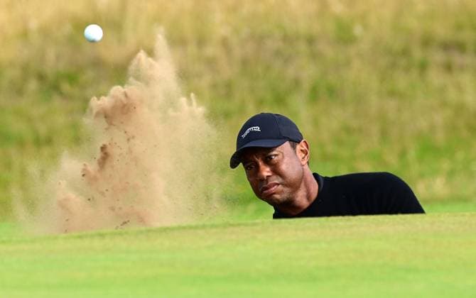 Tiger Woods on the 12th green from a Bunker The British Open Championship, Practice, Golf, Royal Troon, Troon, UK - 17 July 2024  Copyright: xGreigxCowie Shutterstockx 14587992g