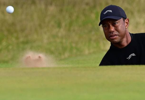 Tiger Woods on the 12th green from a bunker The British Open Championship, Practice, Golf, Royal Troon, Troon, UK - 17 July 2024  Copyright: xGreigxCowie Shutterstockx 14587992u