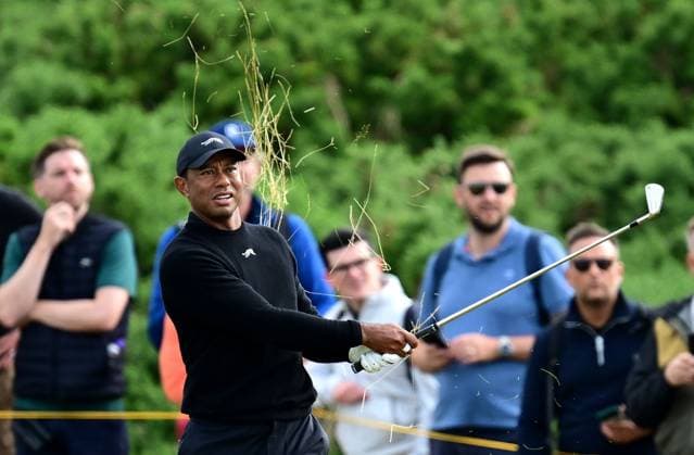 Tiger Woods in the rough on the 12th fairway The British Open Championship, Practice, Golf, Royal Troon, Troon, UK - 17 July 2024  Copyright: xGreigxCowie Shutterstockx 14587992ab