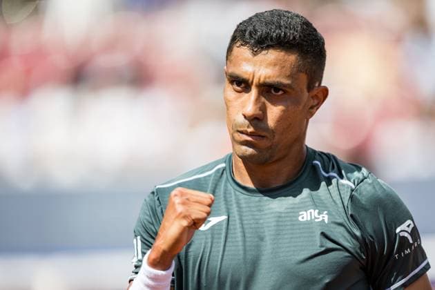 240717 And Thiago Monteiro of Brazil celebrates during day 3 of the Nordea Open on July 17, 2024 in Bastad Photo Niclas Jönsson BILDBYRAN COP 273 NO0287 tennis atp 250 nordea open bbeng jubel  Copyright: NICLASxJÖNSSON BB240717NO031