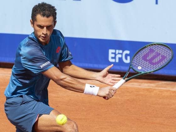 International Tennis match - EFG Swiss Open Gstaad Gstaad Switzerland, 07 17 2024: Juan Pablo Varillas (PER) in action during EFG Swiss Open. during EFG Swiss Open Gstaad, International Tennis match in Gstaad, Switzerland, July 17 2024 Gstaad Switzerland  Copyright: xIPAxSport ABACAx