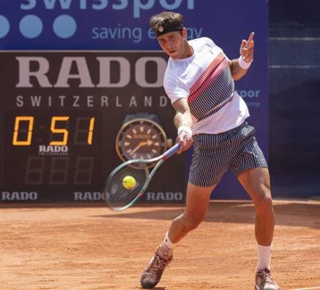Gstaad: Gstaad Switzerland, 07 17 2024: Tomas Martin Etcheverry (ARG) in action during EFG Swiss Open. during EFG Swiss Open Gstaad, International Tennis match in Gstaad, Switzerland, July 17 2024 International Tennis match - EFG Swiss Open Gstaad  - ZUMAp169 20240717_zsa_p169_110 Copyright: xPatrickxDancel IPAxSportx