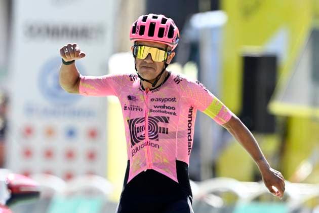 Tour de France 2024 - Stage 17 SUPERDEVOLUY, FRANCE - JULY 17 : Carapaz Richard (ECU) of EF Education - EasyPost wins during stage 17 of the 111th edition of the Tour de France 2024 cycling race, a stage of 178 kms with start in Saint-Paul-Trois-Chateaux and finish in Superdevoluy on July 17, 2024 in Superdevoluy, France, 17 07 2024 Superdevoluy France  Copyright: xNicoxVereeckenx