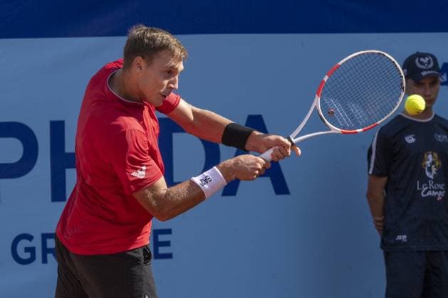 International Tennis match - EFG Swiss Open Gstaad Gstaad Switzerland, 07 17 2024: Hamad Medjedovic (SRB) in action during EFG Swiss Open. during EFG Swiss Open Gstaad, International Tennis match in Gstaad, Switzerland, July 17 2024 Gstaad Switzerland  Copyright: xIPAxSport ABACAx