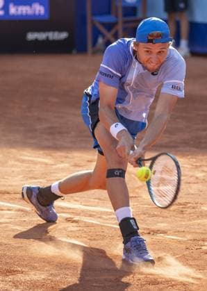 International Tennis match - EFG Swiss Open Gstaad Gstaad Switzerland, 07 17 2024: Leandro Riedi (SUI) in action during EFG Swiss Open. during EFG Swiss Open Gstaad, International Tennis match in Gstaad, Switzerland, July 17 2024 Gstaad Switzerland  Copyright: xIPAxSport ABACAx
