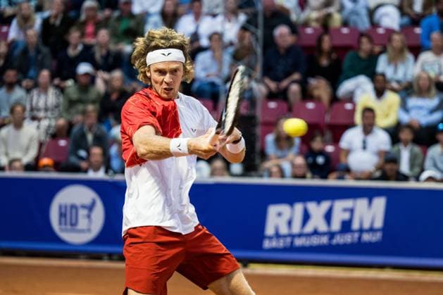 240717 Andrey Rublev of Russia and during day 3 of the Nordea Open on July 17, 2024 in Bastad Photo Niclas Jönsson BILDBYRAN COP 273 NO0287 tennis atp 250 nordea open bbeng  Copyright: NICLASxJÖNSSON BB240717NO074
