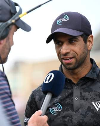 17th July 2024; Royal Troon Golf Club, Troon, South Ayrshire, Scotland; The Open Championship Practice Day 3; Aaron Rai is interviewed by The Open radio  ActionPlus12669263 StevenxFlynn