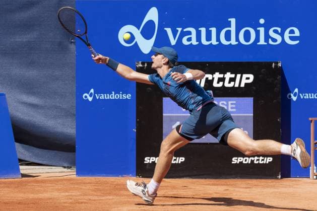 International Tennis match - EFG Swiss Open Gstaad Gstaad Switzerland, 07 18 2024: Lukas Klein (SVK) in action during EFG Swiss Open. during EFG Swiss Open Gstaad, International Tennis match in Gstaad, Switzerland, July 18 2024 Gstaad Switzerland  Copyright: xIPAxSport ABACAx