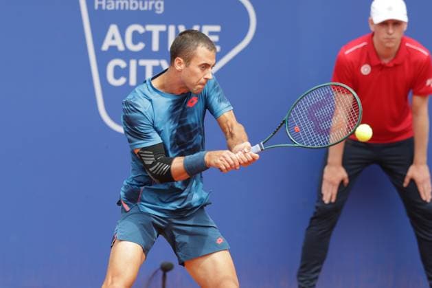 Tennis Men ATP, Tennis Men Tour 500 European Open Hamburg, Hamburg Open ATP 500 2024 , 18 07 2024 , Laslo Djere SRB plays a backhand Copyright: FernandoxSoares