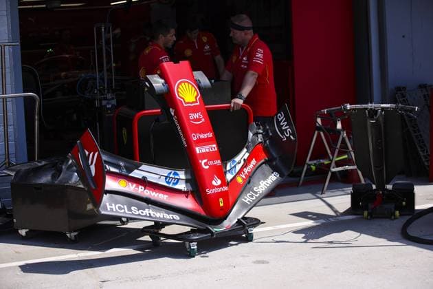 Scuderia Ferrari SF-24, mechanical detail front wings during the Formula 1 Hungarian Grand Prix 2024, 13th round of the 2024 Formula One World Championship, WM, Weltmeisterschaft from July 19 to 21, 2024 on the Hungaroring, in Mogyorod, Hungary - F1 - HUNGARIAN GRAND PRIX 2024 DPPI Panoramic  240718_R11_UNGHERIA_DP_EA020076