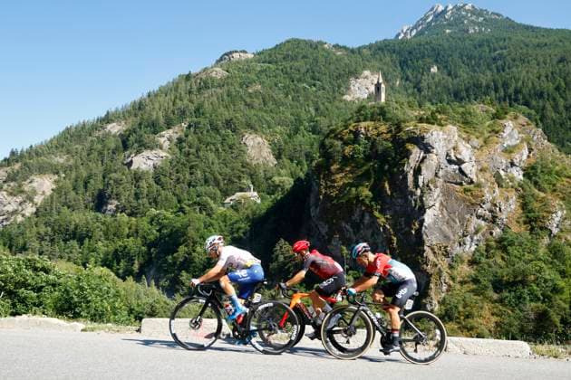 Sport Bilder des Tages Tour de France 2024 - Stage 18 BARCELONNETTE, FRANCE - JULY 18 : Campenaerts Victor (BEL) of Lotto Dstny, Vercher Matteo (FRA) of TotalEnergies, Kwiatkowski MichaB (POL) of INEOS Grenadiers during stage 18 of the 111th edition of the Tour de France 2024 cycling race, a stage of 179 kms with start in Gap and finish in Barcelonnette on July 18, 2024 in Barcelonnette, France, 18 07 2024 Barcelonnette France  Copyright: xJanxDexMeuleneirx