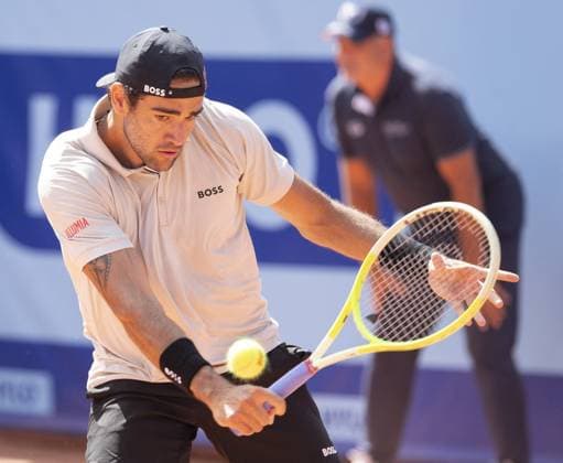 International Tennis match - EFG Swiss Open Gstaad Gstaad Switzerland, 07 18 2024: Matteo Berrettini (ITA) in action during EFG Swiss Open. during EFG Swiss Open Gstaad, International Tennis match in Gstaad, Switzerland, July 18 2024 Gstaad Switzerland  Copyright: xIPAxSport ABACAx