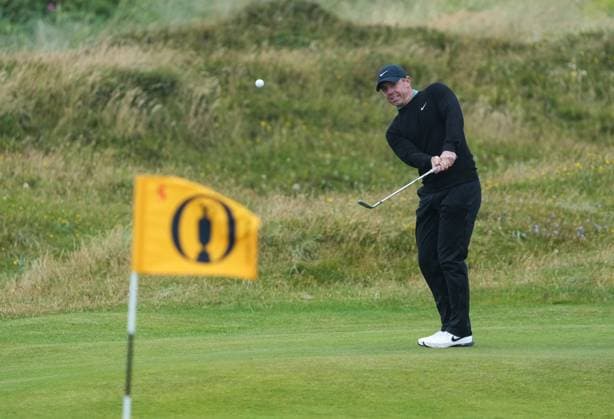 Rory McIlroy on the 5th hole. The British Open Championship, Day One, Golf, Royal Troon, Troon, UK - 18 July 2024  Copyright: xStuartxWallace Shutterstockx 14588001cd