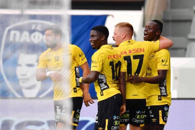 240718 Timothy Noor Ouma of Elfsborg celebrates the 0 1 goal during the UEFA Europa League qualification match between Pafos and Elfsborg on July 18, 2024 in Limassol Photo Alex Nicodim BILDBYRAN COP 282 AN0007 fotboll football soccer fotball uefa europa league pafos elfsborg bbeng jubel  Copyright: ALEXxNICODIM BB240718BB629