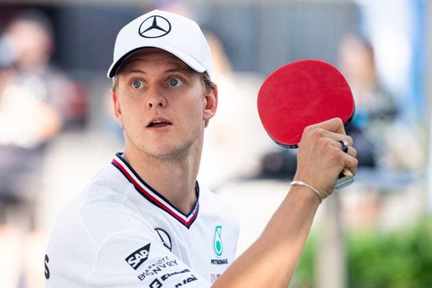 Mick Schumacher Mercedes AMG Petronas Formula One Team, Test and substitute driver at table tennis, HUN, Formula 1 World Championship, Hungarian Grand Prix, Hungaroring, Media Day, 18 07 2024 HUN, Formula 1 World Championship, Hungarian Grand Prix, Hungaroring, Media Day, 18 07 2024 Mogyorod Copyright: xEibner-Pressefoto Memmlerx EP_MMR