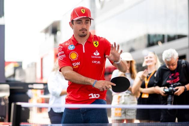 Charles Leclerc Scuderia Ferrari HP, Monaco, 16 at table tennis, HUN, Formula 1 World Championship, Hungarian Grand Prix, Hungaroring, Media Day, 18 07 2024 HUN, Formula 1 World Championship, Hungarian Grand Prix, Hungaroring, Media Day, 18 07 2024 Mogyorod Copyright: xEibner-Pressefoto Memmlerx EP_MMR