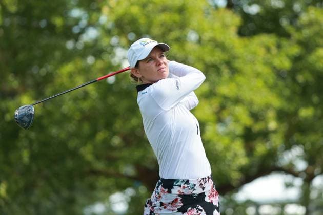 DANA Open SYLVANIA, OHIO - JULY 18: Sarah Schmelzel of the United States tees off on the third hole during Day One of the Dana Open golf tournament at Highland Meadows Golf Club in Sylvania, Ohio USA, on Thursday, July 18, 2024. Sylvania Ohio United States  Copyright: xJorgexLemusx originalFilename:lemus-danaopen240718_np80K.jpg