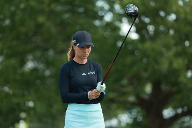 DANA Open SYLVANIA, OHIO - JULY 18: Morgane Metraux of Switzerland prepares to tees off on the third hole during Day One of the Dana Open golf tournament at Highland Meadows Golf Club in Sylvania, Ohio USA, on Thursday, July 18, 2024. Sylvania Ohio United States  Copyright: xJorgexLemusx originalFilename:lemus-danaopen240718_npezr.jpg