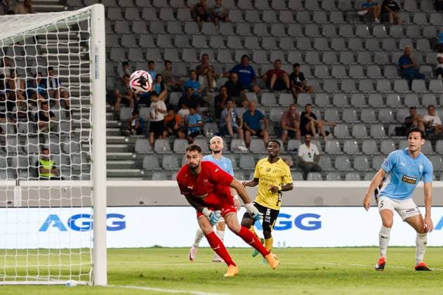 240718 Jalal Abdullai of Elfsborg scores the 2 4 goal during the UEFA Europa League qualification match between Pafos and Elfsborg on July 18, 2024 in Limassol Photo Alex Nicodim BILDBYRAN COP 282 AN0007 fotboll football soccer fotball uefa europa league pafos elfsborg bbeng jubel  Copyright: ALEXxNICODIM BB240718BB721