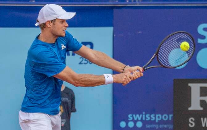 July 18, 2024, Gstaad, Bern, Switzerland: Gstaad Switzerland, 07 18 2024: YANNICK HANFMANN of Germany during 8th finals of EFG Swiss Open Gstaad ATP, Tennis Herren 250, EFG Swiss Open Gstaad-ATP 250 took place at Roy Emerson Arena in Gstaad, which is located in the famous ski resort of Gstaad and which is located in the Bernese Oberland. FELIX AUGER-ALIASSIME won 7-6, 6-2. Gstaad Switzerland - ZUMAd206 20240718_zip_d206_043 Copyright: xEricxDubostx