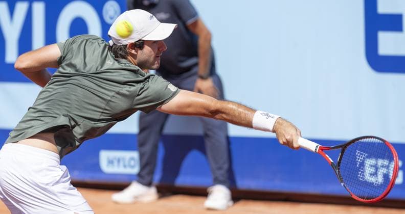 Gstaad Switzerland, 07 19 2024: Gustavio Heide (BRA) in action during EFG Swiss Open. during EFG Swiss Open Gstaad, International Tennis match in Gstaad, Switzerland, July 19 2024  Copyright: xPatrickxDancel IPAxSportx xipa-ax xx IPA_48110645 IPA_Agency_IPA48110645