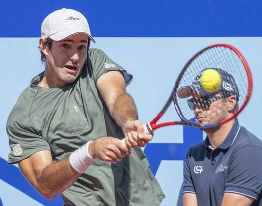 Gstaad Switzerland, 07 19 2024: Gustavio Heide (BRA) in action during EFG Swiss Open. during EFG Swiss Open Gstaad, International Tennis match in Gstaad, Switzerland, July 19 2024  Copyright: xPatrickxDancel IPAxSportx xipa-ax xx IPA_48110660 IPA_Agency_IPA48110660