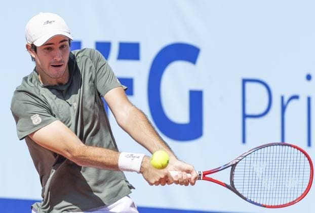 Gstaad Switzerland, 07 19 2024: Gustavio Heide (BRA) in action during EFG Swiss Open. during EFG Swiss Open Gstaad, International Tennis match in Gstaad, Switzerland, July 19 2024  Copyright: xPatrickxDancel IPAxSportx xipa-ax xx IPA_48110667 IPA_Agency_IPA48110667