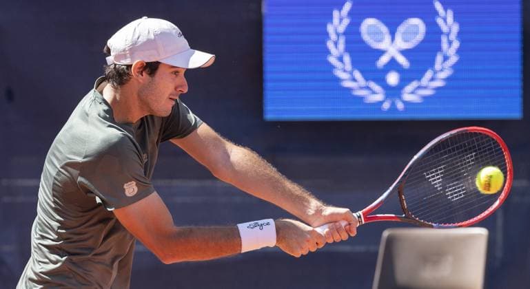 Gstaad Switzerland, 07 19 2024: Gustavio Heide (BRA) in action during EFG Swiss Open. during EFG Swiss Open Gstaad, International Tennis match in Gstaad, Switzerland, July 19 2024  Copyright: xPatrickxDancel IPAxSportx xipa-ax xx IPA_48110669 IPA_Agency_IPA48110669