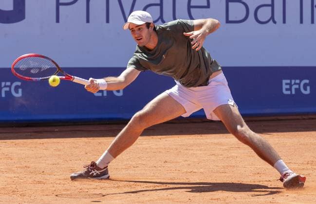 Gstaad Switzerland, 07 19 2024: Gustavio Heide (BRA) in action during EFG Swiss Open. during EFG Swiss Open Gstaad, International Tennis match in Gstaad, Switzerland, July 19 2024  Copyright: xPatrickxDancel IPAxSportx xipa-ax xx IPA_48110687 IPA_Agency_IPA48110687