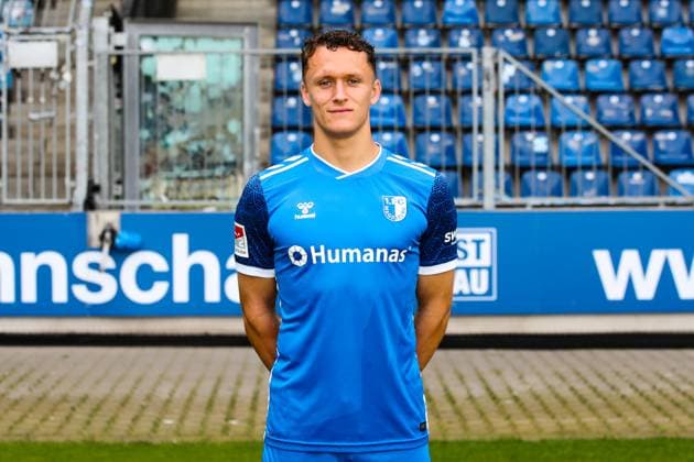 Martijn Kaars, 1 FC Magdeburg 2 Soccer Bundesliga portrait appointment 2 BL 2024 2025 official photo appointment 1 FC Magdeburg in the Avnet Arena in Magdeburg portrait, portrait, single image, Germany, football, men, GER, 18 07 2024 Christian Schroedter