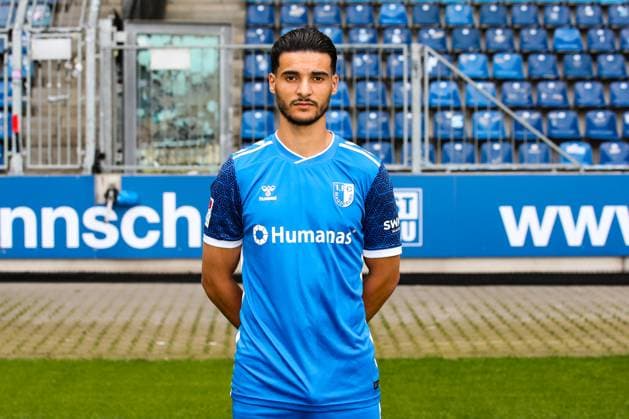 Mohammed El Hankouri, 1 FC Magdeburg 2 Soccer Bundesliga portrait appointment 2 BL 2024 2025 official photo appointment 1 FC Magdeburg in the Avnet Arena in Magdeburg portrait, portrait, single picture, Germany, Soccer, Men, GER, 18 07 2024 Christian Schroedter