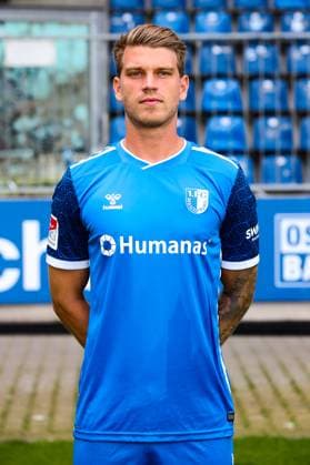 Marcus Mathisen, 1 FC Magdeburg 2 Football Bundesliga portrait appointment 2 BL 2024 2025 official photo appointment 1 FC Magdeburg in the Avnet Arena in Magdeburg portrait, portrait, single picture, Germany, football, men, GER, 18 07 2024 Christian Schroedter