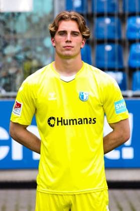 Goalkeeper Noah Kruth, 1 FC Magdeburg 2 Soccer Bundesliga portrait appointment 2 BL 2024 2025 official photo appointment 1 FC Magdeburg in the Avnet Arena in Magdeburg portrait, portrait, single picture, Germany, football, men, GER, 18 07 2024 Christian Schroedter