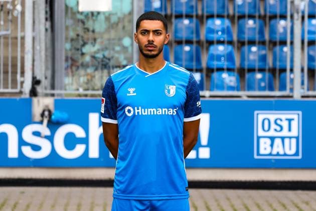 Tarek Chahed, 1 FC Magdeburg 2 Soccer Bundesliga portrait appointment 2 BL 2024 2025 official photo appointment 1 FC Magdeburg in the Avnet Arena in Magdeburg portrait, portrait, single image, Germany, football, men, GER, 18 07 2024 Christian Schroedter